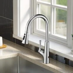 Single-Handle Touchless Pull Out Kitchen Faucet With Sprayer Kitchen Sink Faucets Smart One Hole Taps Brushed Nickel -Tahanbath brushed nickel pull out kitchen faucets q xy is1230 33c c3 1000