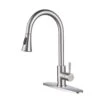 Single-Handle Deck Mount Gooseneck Pull Out Sprayer Kitchen Faucet With Deckplate Included In Brushed Nickel