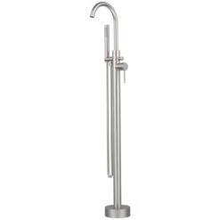Single-Handle Floor-Mount Floor Bathtub Faucets Roman Tub Faucet In Brushed Nickel