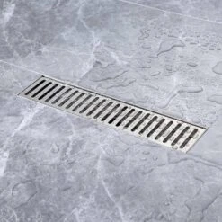 2.75 In. W X 12 In. D Grid Shower Drain Stainless Steel Decorative Drain Cover With Brushed Nickel -Tahanbath brushed nickel shower drains q pzz 7002bn 12 31 1000