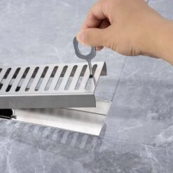 2.75 In. W X 12 In. D Grid Shower Drain Stainless Steel Decorative Drain Cover With Brushed Nickel -Tahanbath brushed nickel shower drains q pzz 7002bn 12 44 1000