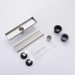 2.75 In. W X 12 In. D Grid Shower Drain Stainless Steel Decorative Drain Cover With Brushed Nickel -Tahanbath brushed nickel shower drains q pzz 7002bn 12 fa 1000