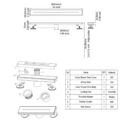 2.75 In. W X 24 In. D Stainless Steel Decorative Drain Cover With Brushed Nickel -Tahanbath brushed nickel shower drains q pzz 7006bn 24 76 1000