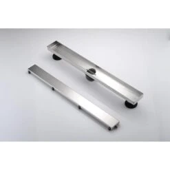 36 Inches Linear Shower Drain, Included Hair Strainer And Leveling Feet -Tahanbath brushed nickel shower drains z w928p199168 fa 1000