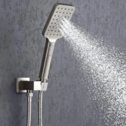 Rainfall 12 In. Square Shower Head Combo Set With Rough-in Valve Body And Trim Included In Brushed Nickel 13 Rainfall 12 In. Square Shower Head Combo Set With Rough-in Valve Body And Trim Included In Brushed Nickel -Tahanbath brushed nickel shower faucets w1194 d97202bn kxc fa 1000