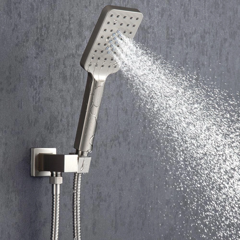 Rainfall 12 In. Square Shower Head Combo Set With Rough-in Valve Body And Trim Included In Brushed Nickel 6 Rainfall 12 In. Square Shower Head Combo Set With Rough-in Valve Body And Trim Included In Brushed Nickel - Image 6