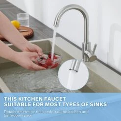 Single Handle Kitchen Bar Faucet With 360°, Single Hole Bar Kitchen Sink Faucet In Brushed Nickel -Tahanbath brushed nickel tahanbath bar faucets z ct xy16933n 4f 1000