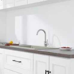 Single Handle Kitchen Bar Faucet With 360°, Single Hole Bar Kitchen Sink Faucet In Brushed Nickel -Tahanbath brushed nickel tahanbath bar faucets z ct xy16933n 76 1000