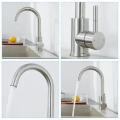 Single Handle Kitchen Bar Faucet With 360°, Single Hole Bar Kitchen Sink Faucet In Brushed Nickel -Tahanbath brushed nickel tahanbath bar faucets z ct xy16933n c3 1000