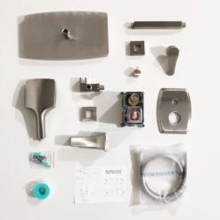 Double Handles Of Faucet 3-Spray Tub And Shower Faucet 1.8 Flow Rate GPM In. Brushed Nickel (Valve Included) -Tahanbath brushed nickel tahanbath bathtub shower faucet combos q ybs 707xc ns 76 1000