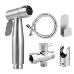 Single Bidet Faucet With Handle In Brushed Nickel