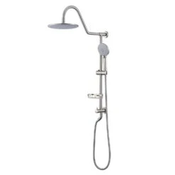 5-Spray Patterns 8 In. 2.5 GPM Rain Wall Mount Dual Shower Heads With Handheld Shower System In Brushed Nickel