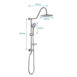 5-Spray Patterns 8 In. 2.5 GPM Rain Wall Mount Dual Shower Heads With Handheld Shower System In Brushed Nickel -Tahanbath brushed nickel tahanbath dual shower heads kt ct 121961282 c3 1000