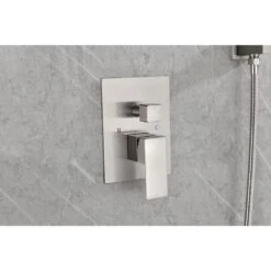 1-Spray 12 In. Dual Shower Head System Ceiling Mounted Shower 2.5 GPM In Brushed Nickel -Tahanbath brushed nickel tahanbath dual shower heads y w2287 141028 44 1000