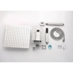 1-Spray 12 In. Dual Shower Head System Ceiling Mounted Shower 2.5 GPM In Brushed Nickel -Tahanbath brushed nickel tahanbath dual shower heads y w2287 141028 4f 1000