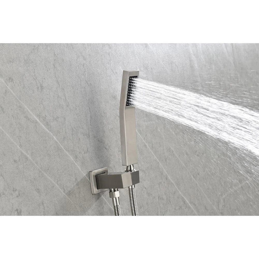 1-Spray 10 In. Rain Dual Shower Head Dual Rain Systems 2.5 GPM Wall Mounted Shower In Brushed Nickel 8 1-Spray 10 In. Rain Dual Shower Head Dual Rain Systems 2.5 GPM Wall Mounted Shower In Brushed Nickel - Image 8