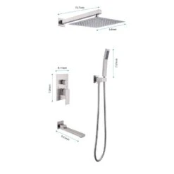 1-Spray 10 In. Dual Rain Shower Head Systems 2.5 GPM Wall Mounted Shower In Brushed Nickel -Tahanbath brushed nickel tahanbath dual shower heads y w2287 141160 76 1000