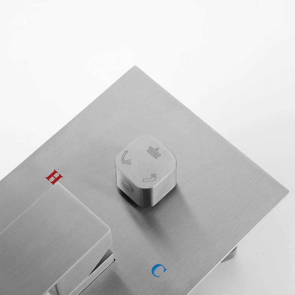 1-Spray 16 In. Dual Rain Shower Head Systems Wall Mounted Shower 2.5 GPM In Brushed Nickel 2 1-Spray 16 In. Dual Rain Shower Head Systems Wall Mounted Shower 2.5 GPM In Brushed Nickel - Image 2