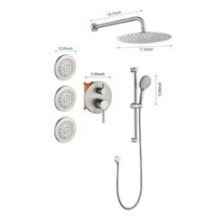 1-Spray Dual Shower System 2.5 GPM With Shower Head,Hand Shower,Slide Bar In Brushed Nickel -Tahanbath brushed nickel tahanbath dual shower heads y w2287 141179 44 1000
