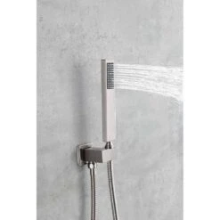 1-Spray Wall Mounted Waterfall Dual Rain Shower System 1.5 GPM In Brushed Nickel -Tahanbath brushed nickel tahanbath dual shower heads y w2287 141444 31 1000