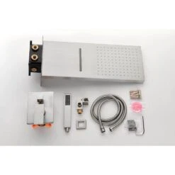 1-Spray Wall Mounted Waterfall Dual Rain Shower System 1.5 GPM In Brushed Nickel -Tahanbath brushed nickel tahanbath dual shower heads y w2287 141444 4f 1000