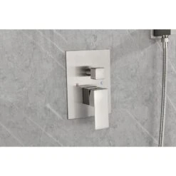 1-Spray Patterns Dual Wall Mount With Shower Head 1.5GPM, In Brushed Nickel -Tahanbath brushed nickel tahanbath dual shower heads y w928104823 44 1000