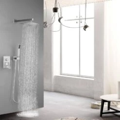 1-Spray Patterns Shower Head With Dual Wall Mount 1.5 GPM In Brushed Nickel 11 1-Spray Patterns Shower Head With Dual Wall Mount 1.5 GPM In Brushed Nickel -Tahanbath brushed nickel tahanbath dual shower heads y w928105285 31 1000