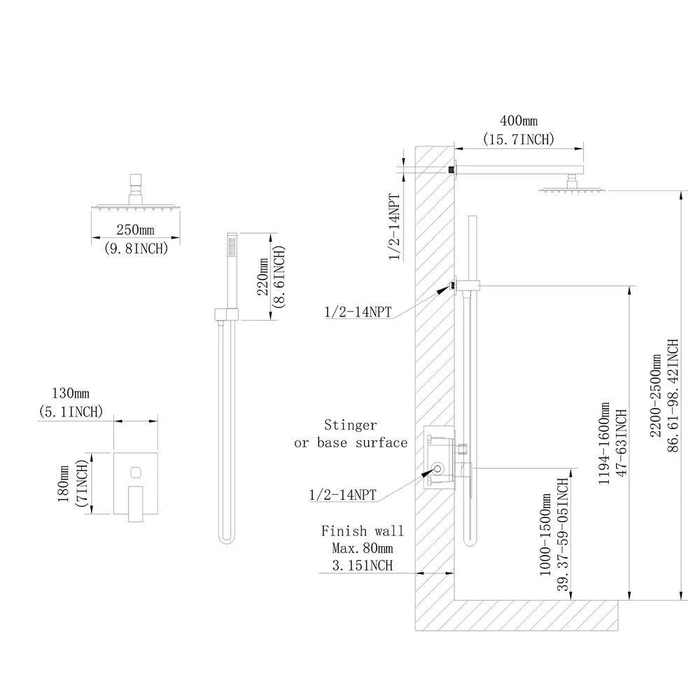 1-Spray Patterns Shower Head With Dual Wall Mount 1.5 GPM In Brushed Nickel 2 1-Spray Patterns Shower Head With Dual Wall Mount 1.5 GPM In Brushed Nickel - Image 2