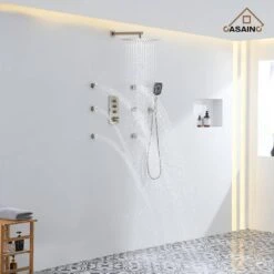 3-Spray 1.8 GPM High Pressure Wall Mount Dual Shower Head/Handheld Shower Combo In Brushed Nickel -Tahanbath brushed nickel tahanbath dual shower heads z 102009bv 1 1f 1000