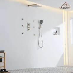 3-Spray 1.8 GPM High Pressure Wall Mount Dual Shower Head/Handheld Shower Combo In Brushed Nickel -Tahanbath brushed nickel tahanbath dual shower heads z 102009bv 1 c3 1000