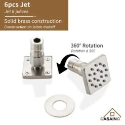 3-Spray 1.8 GPM 12 In. Ceiling Mount Dual Square Handheld Shower Set In Brushed Nickel -Tahanbath brushed nickel tahanbath dual shower heads z 102009bv 3 76 1000