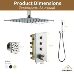 1-Spray 1.8 GPM High Pressure Ceiling Mount Dual Shower Head/Handheld Shower Combo In Brushed Nickel -Tahanbath brushed nickel tahanbath dual shower heads z 102009bv 4 44 1000