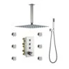 1-Spray 1.8 GPM High Pressure Ceiling Mount Dual Shower Head/Handheld Shower Combo In Brushed Nickel