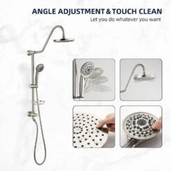 5-Spray Wall Mount 1.5 In. Dual Shower Head And Handheld Shower Head In Brushed Nickel -Tahanbath brushed nickel tahanbath dual shower heads z dsae103bn 44 1000