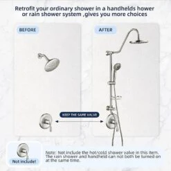 5-Spray Wall Mount 1.5 In. Dual Shower Head And Handheld Shower Head In Brushed Nickel -Tahanbath brushed nickel tahanbath dual shower heads z dsae103bn 76 1000