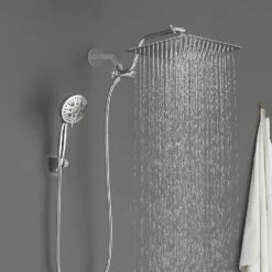 7-spray Dual Shower Head And Handheld Shower Head In Brushed Nickel -Tahanbath brushed nickel tahanbath dual shower heads z hs281 66c 4f 1000