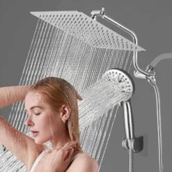 7-spray Dual Shower Head And Handheld Shower Head In Brushed Nickel -Tahanbath brushed nickel tahanbath dual shower heads z hs281 66c fa 1000