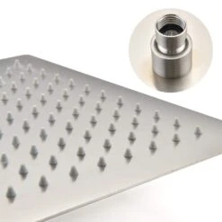 2-Spray 2.5 Dual GPM Ceiling Mounted Shower System Combo Set With Handheld And 12 In. Shower Head In Brushed Nickel -Tahanbath brushed nickel tahanbath dual shower heads z th6006 12ns 1f 1000