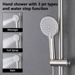 3-Spray Patterns Freestanding Round Dual Handheld Shower Head 1.8 GPM In Brushed Nickel -Tahanbath brushed nickel tahanbath dual shower heads z w1219p264266 4f 1000