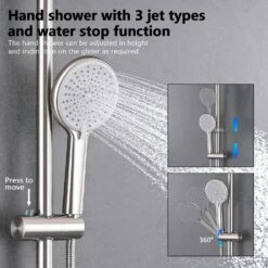 3-Spray Patterns Freestanding Round Dual Handheld Shower Head 1.8 GPM In Brushed Nickel -Tahanbath brushed nickel tahanbath dual shower heads z w1219p264266 fa 1000