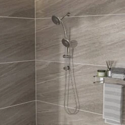 5-Spray 5 In. Wall Mount 1.8 GPM Dual Shower Head And Handheld Shower Head In Brushed Nickel -Tahanbath brushed nickel tahanbath dual shower heads z w1243136681 1f 1000
