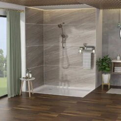 5-Spray 5 In. Wall Mount 1.8 GPM Dual Shower Head And Handheld Shower Head In Brushed Nickel -Tahanbath brushed nickel tahanbath dual shower heads z w1243136681 44 1000