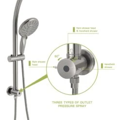 5-Spray 5 In. Wall Mount 1.8 GPM Dual Shower Head And Handheld Shower Head In Brushed Nickel -Tahanbath brushed nickel tahanbath dual shower heads z w1243136681 fa 1000