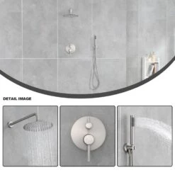 5-spray 7 In. Ceiling Mount 1.8 GPM Dual Shower Head And Handheld Shower Head In Brushed Nickel -Tahanbath brushed nickel tahanbath dual shower heads z w124357628 44 1000