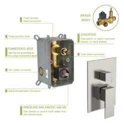 1-spray 12 In. Wall Mount 1.8 GPM Dual Shower Head And Handheld Shower Head In Brushed Nickel -Tahanbath brushed nickel tahanbath dual shower heads z w124357676 1f 1000