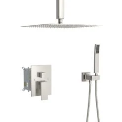 1-spray 12 In. Wall Mount 1.8 GPM Dual Shower Head And Handheld Shower Head In Brushed Nickel