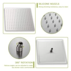 1-spray 12 In. Wall Mount 1.8 GPM Dual Shower Head And Handheld Shower Head In Brushed Nickel -Tahanbath brushed nickel tahanbath dual shower heads z w124357676 fa 1000