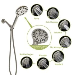 7-Spray 4.7 In. Wall Mount 1.8 GPM Dual Shower Head And Handheld Shower Head In Brushed Nickel -Tahanbath brushed nickel tahanbath dual shower heads z w124361976 fa 1000