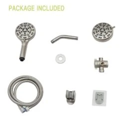 8-spray Dual 7 In. Wall Mount 1.8 GPM Shower Head And Handheld Shower Head In Brushed Nickel In Matte Black -Tahanbath brushed nickel tahanbath dual shower heads z w124362289 1f 1000