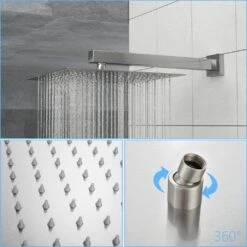 1-Spray 1.8 GPM Ceiling Mount Dual Shower Head And Handheld Shower Head In Brushed Nickel -Tahanbath brushed nickel tahanbath dual shower heads z w124382456 1f 1000